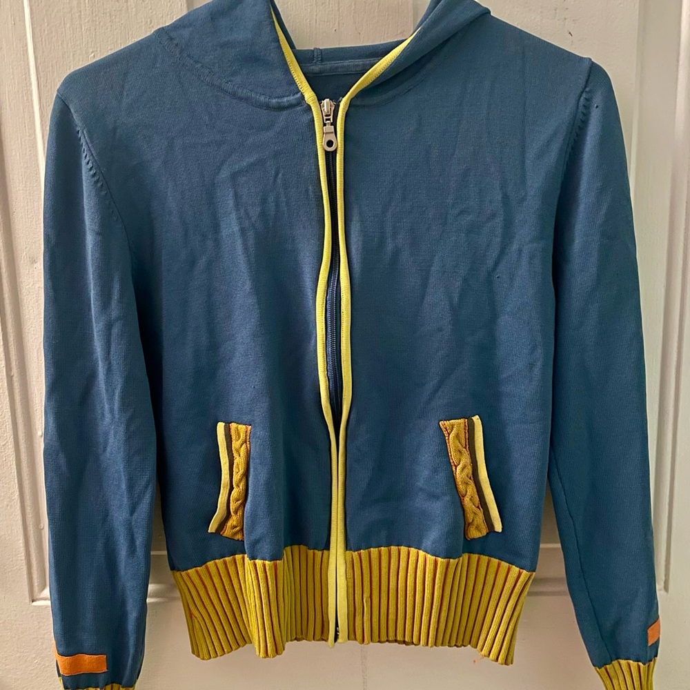 Blue and Yellow Zip Up Hoodie